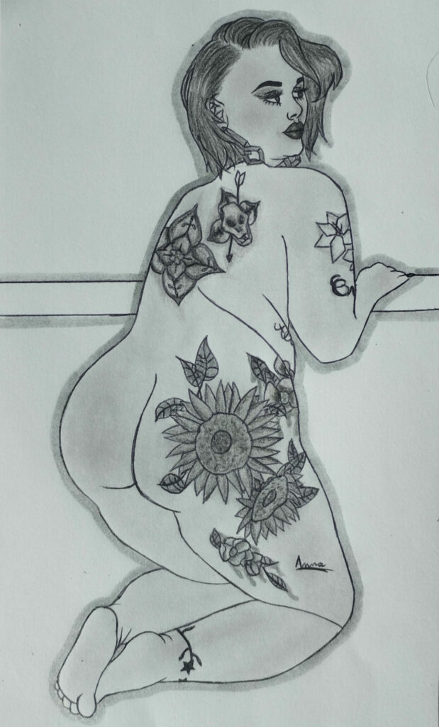Anatomie humaine : Dessin d'une femme ronde nue